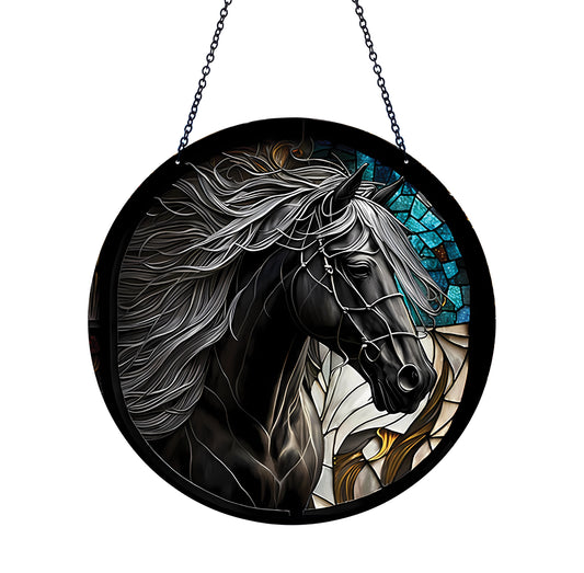 Black Horse Acrylic Suncatcher with Chain #SC202 by d'ears