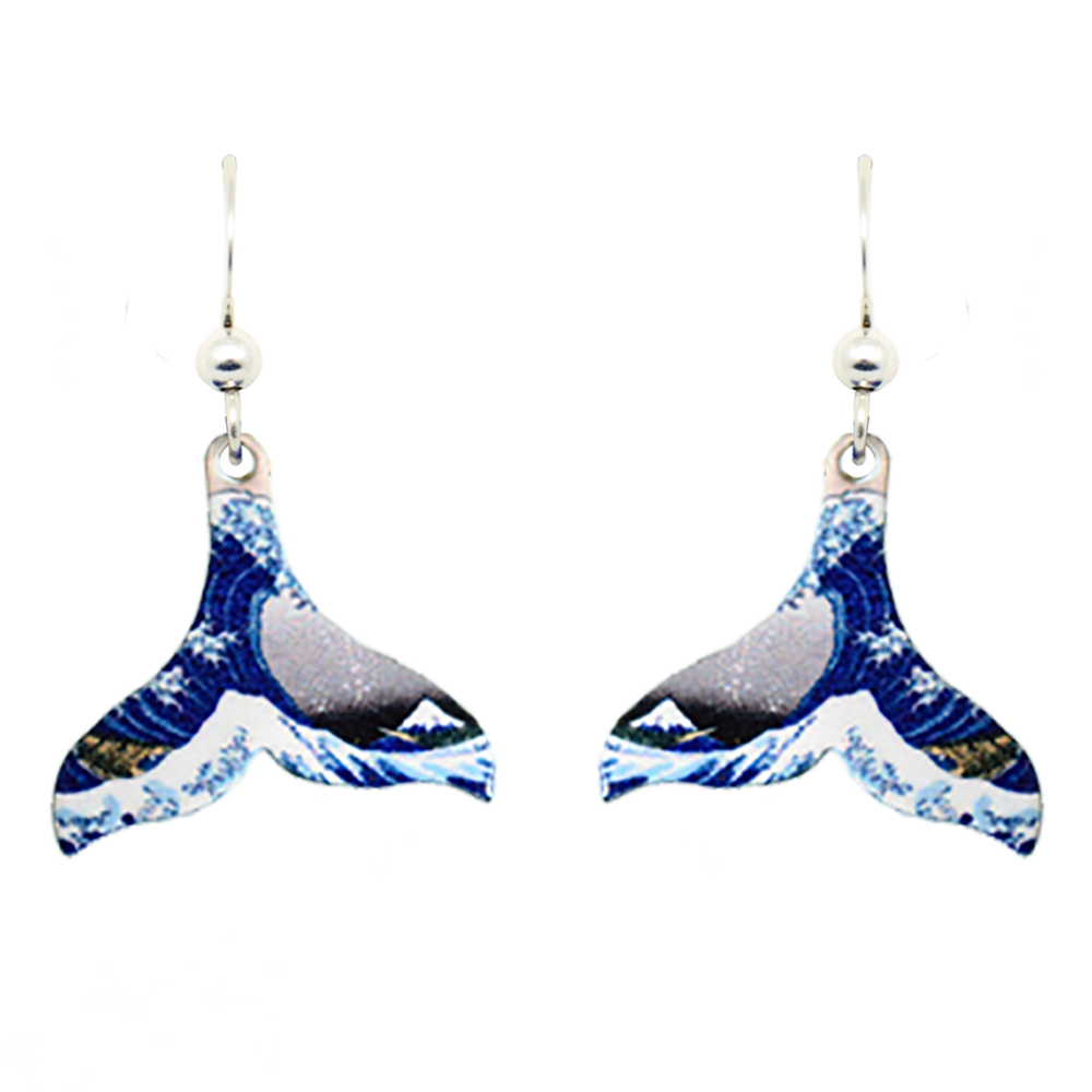 The Great Wave Whale Tail Earrings #1566 by d'ears
