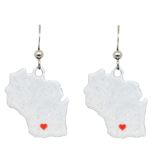 WI, I Heart Wisconsin Earrings, #1693