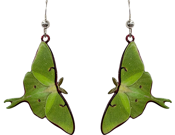 Flying Luna Moth Earrings, Stainless steel by d'ears