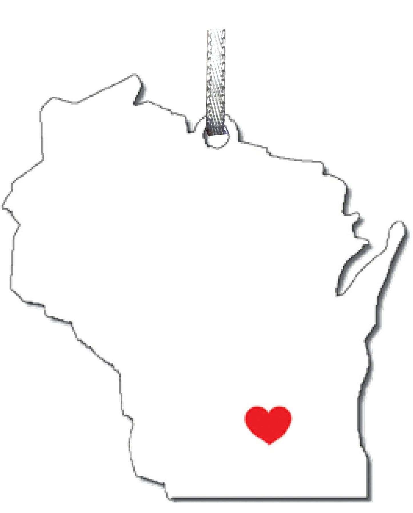 WI, I Heart Wisconsin, Ornament 2.5 inch, #8074