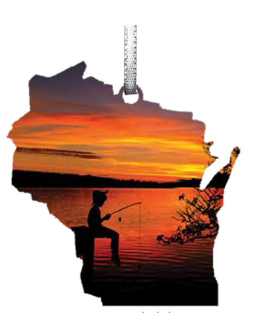 WI, Gone Fishing, Ornament 2.5 inch, #8099