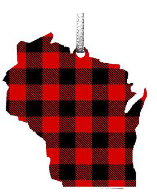 WI, Lumberjack Plaid, Ornament 2.5 inch, #8180